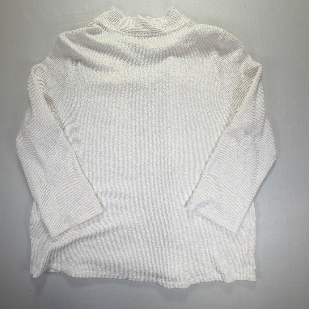 Eileen Fisher White Textured Knit Open Front Cardigan Sweater XL - Picture 3 of 6